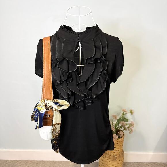 Gorgeous vintage y2k heart soul black ruffle babydoll top - Picture 6 of 6